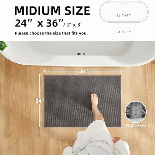 TYUU Bathroom Rugs Non Slip Washable, Super Absorbent Thin Bath Mat Quick Dry - Image 2