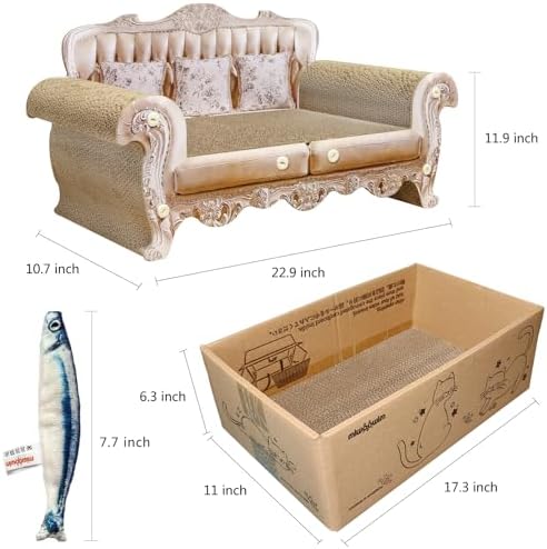 miwoowim Royal Cat Scratcher Sofa & Box, Durable Cardboard Furniture Guard - Image 2