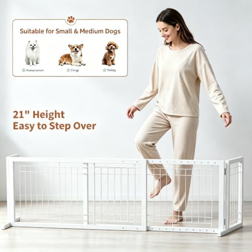 Bonnlo Free Standing Dog Gate, Metal Adjustable Pet Fence Indoor, Christmas - Image 4