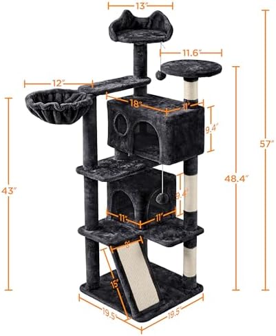 Yaheetech Cat Tree, 57 inches Cat Tower - Image 3