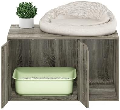 Furinno Peli Litter Box Enclosure, French Oak Grey - Image 3
