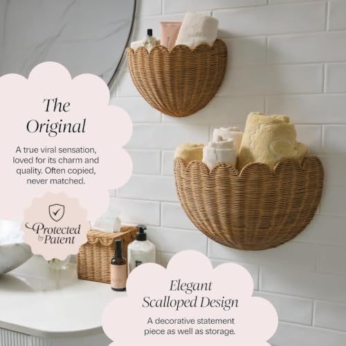 BEBE BASK The Original Scalloped Wicker Wall Basket – Set of 2 - Image 3