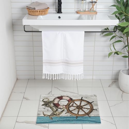 Giwawa Nautical Anchor Bath Rug Coastal Boat Bathtub Mat Extra Absorbent - Image 2