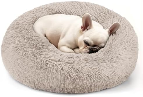 Dogs Bed for Small Dogs, Anti-Anxiety Washable Round Bed by Hoewina