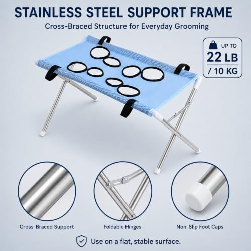 Dog Grooming Hammock with Stand, Foldable Pet Grooming Table and Bathing Station - Image 3
