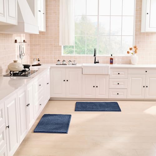 CozeCube Navy Blue 32"x20" Shaggy Non Slip Soft Washable Bath Mat - Image 5