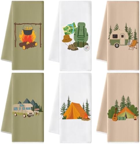 Camping Kitchen Hand Towel, 6 Pack Kitchen Dish Cloths Set by GROBRO7