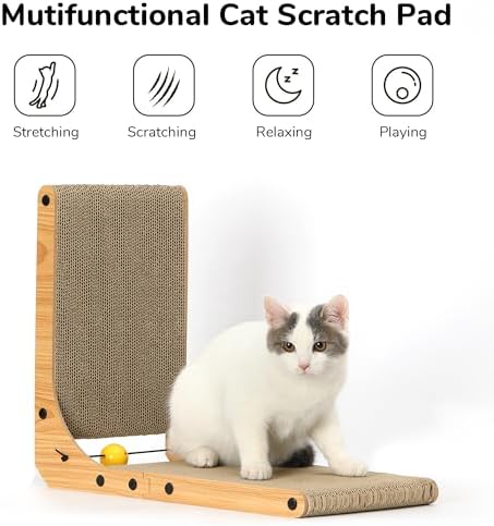 FUKUMARU Cat Scratcher, 18.9 Inch L Shaped Cat Scratch Pad - Image 2