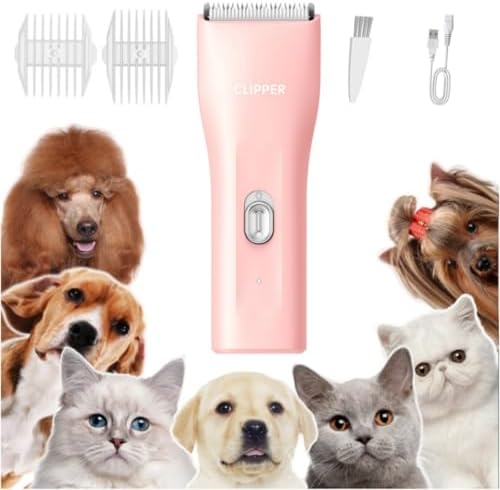 Dog Clippers, Quiet Washable USB Rechargeable Cordless Dog Grooming Kit by Tileon