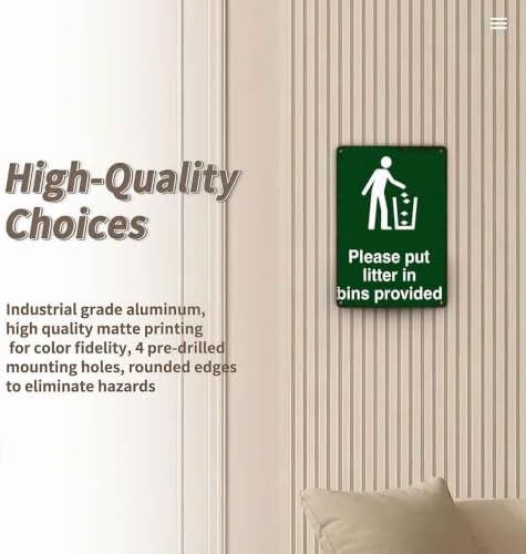 12 X 8in Aluminum Please Put Litter In Bins Provided Metal Sign - Image 7