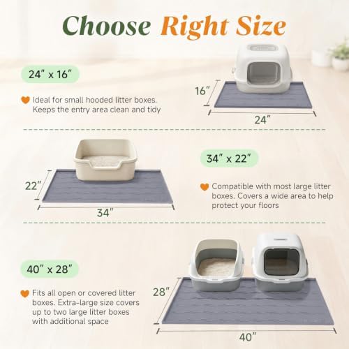 Songrey Silicone Cat Litter Mat 34" x 22", Large Litter Trapping Mat - Image 6