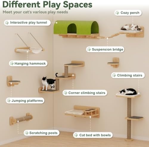 BYBYME 10PCS Cat Wall Shelves, Pine Cat Climbing Wall Furniture - Image 4