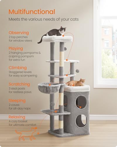 Feandrea Cat Tree Indoor, Dove Gray - Image 6