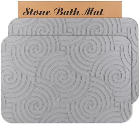 2 Pack Stone Bath Mat Diatomaceous Earth Shower Mat Non-Slip Super Absorbent by HUMIGAHOME