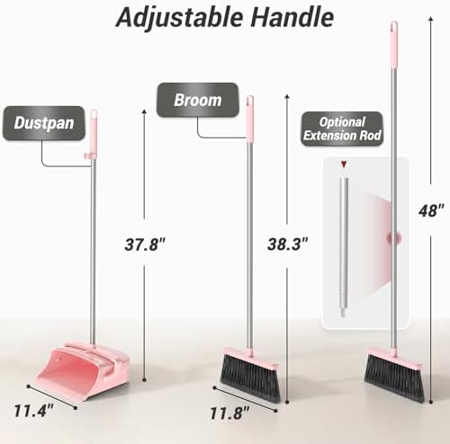 Broom with Dustpan Set for Pet Hair & Dust Cleanup - Image 2