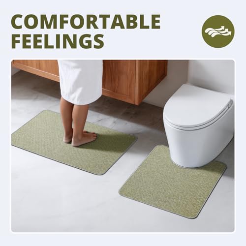 Bathroom Rugs Sets 2 Piece, Thin Bath Mat Absorbent Quick Dry, Machine Washable - Image 6