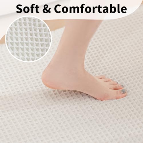 Long White Bathroom Rug, Waffle Bath Mat Runner Non Slip, 24 x 72 - Image 3