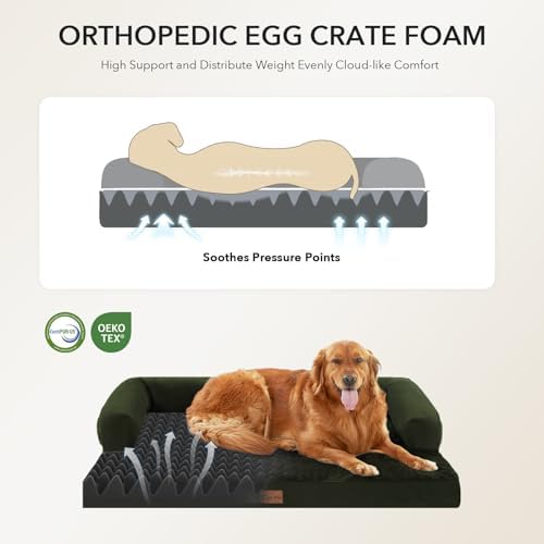 Waterproof Orthopedic Dog Bed for Large Dogs, Olive Green - Image 3
