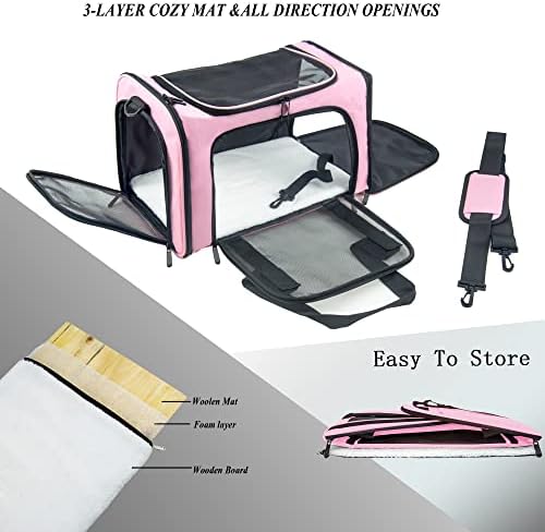 Soft Sided Carrier for Small Medium Cats Dogs, TSA Airline Approved Collapsible - Image 5