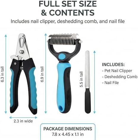 Kuzey Home Pet Nail Clipper & Deshedding Comb Set - Image 2