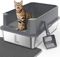 FURTIME Stainless Steel Cat Litter Box, Extra Large Cats Metal Litter Box by FURTIME