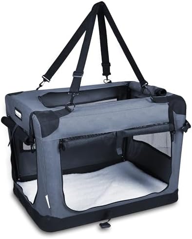 JESPET 3 Door Soft Dog Crates Kennel, Collapsible Travel Pet Carrier by JESPET