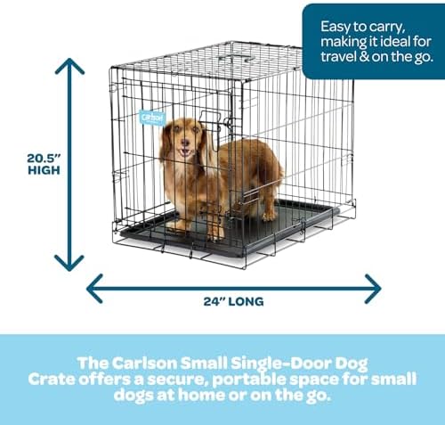 Carlson Pet Products SECURE AND FOLDABLE Single Door Metal Dog Crate, 24.0"L x - Image 2
