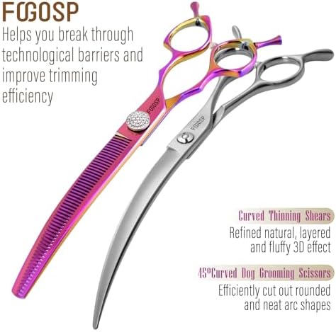 45°Curved Dog Grooming Scissors Curved Thinning Shears 2PCS Combo - Image 2