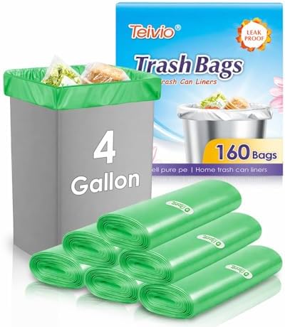 Teivio Small Green Trash Bags 4 Gallon 160 Count Kitchen Garbage Bags by Teivio