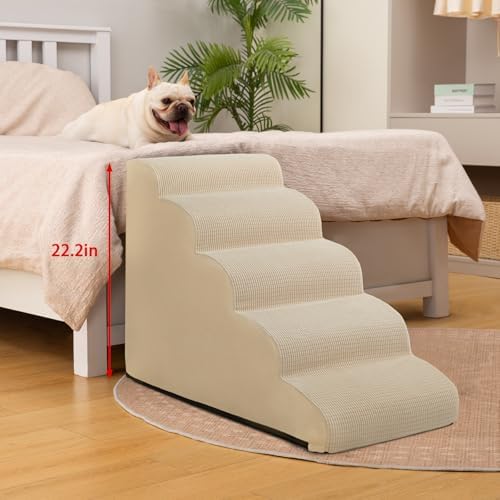 Aodisman Dog Stairs for High Bed, 5-Step Pet Ramp for Small Dogs and Cats - Image 2