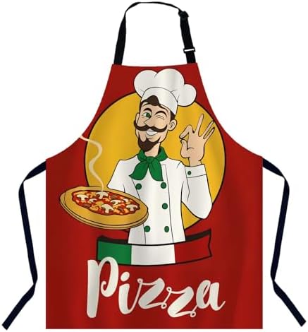 Cartoon Pizza Chef Apron for Women & Men, Adjustable Cooking Apron by Unknown