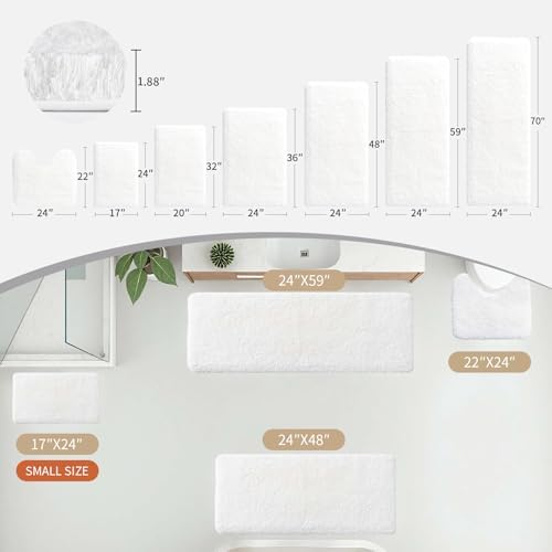 Disolla White Bathroom Runner Rug 24x59, Non-Slip Soft Plush Large Bath Mat - Image 2