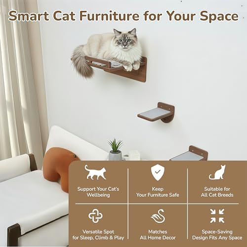 45LBS Cat Wall Shelves with 3 Non-Slips Steps, Space-Saving Mounted Cat Wall - Image 6