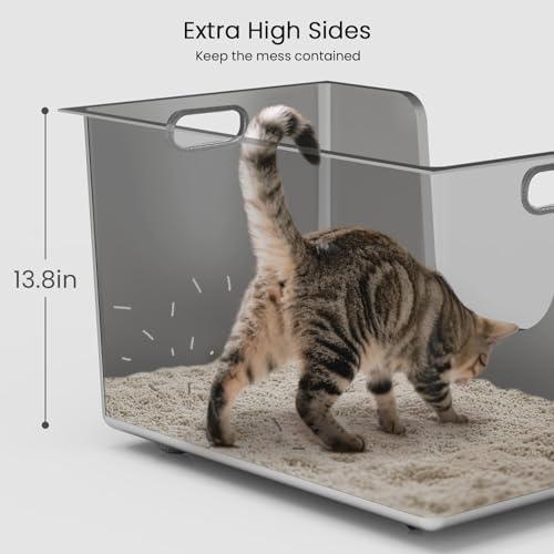 Enclosed Stainless Steel Cat Litter Box 13.8” High Sides, Extra Large Litter Box - Image 5