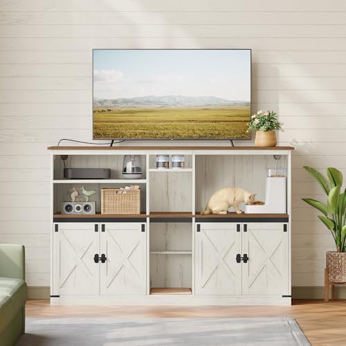 Hzuaneri Double cat Litter Box Enclosure, Cat Cabinet - Image 3