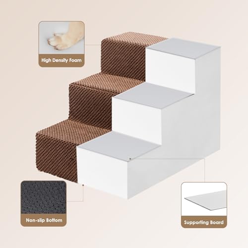 EHEYCIGA Dog Stairs for Small Dogs 13.5" H, 3-Step Dog Steps for Cats - Image 3