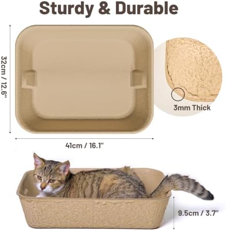 4 Pack Disposable Cat Litter Boxes, Leak-Proof Cardboard Kitty Litter Trays - Image 2