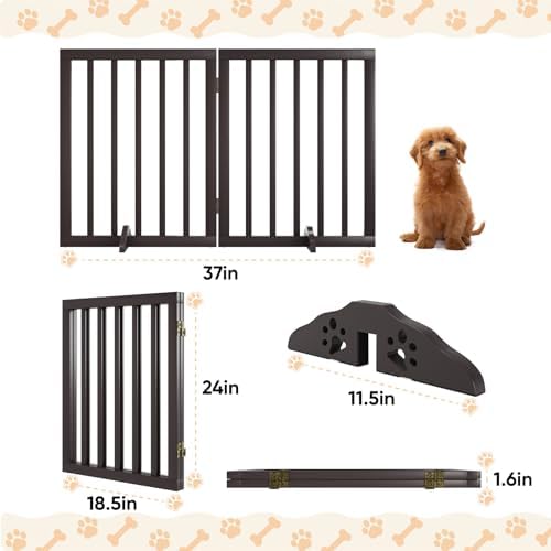 Freestanding Foldable Dog Gate 2 Panel, Fully Assembled Dog Gates - Image 5