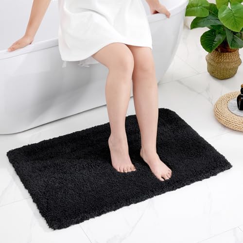Disolla Black Bathroom Rugs 24x36, Non-Slip Plush Thick Bath Mat by Disolla