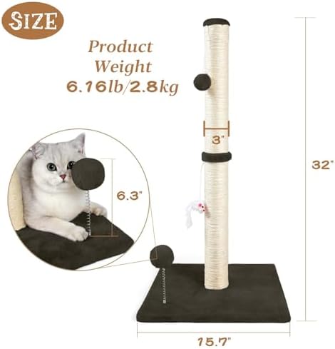 ANWA 32" Tall Sisal Cat Scratching Posts Tree - Image 2