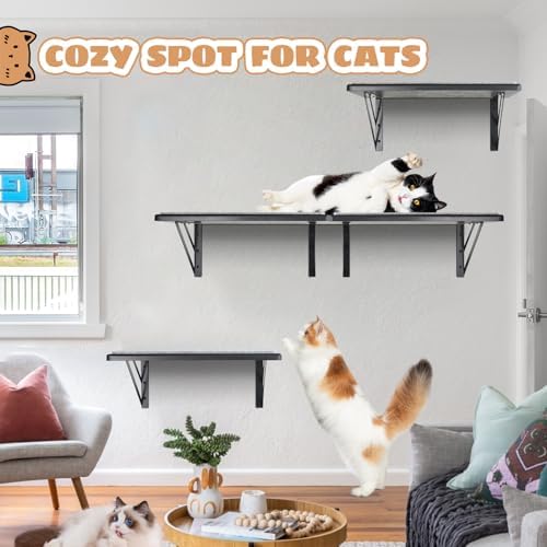 Cat Wall Shelves Set of 2, Wood Cat Shelves - Image 4