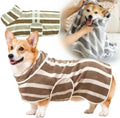 Quick-Dry Dog Bathrobe, Absorbent Striped Pet Towel Coat，Brown：S by Unknown