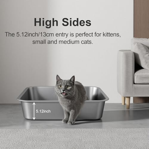 Stainless Steel High Sided Cat Litter Box - Image 6