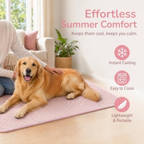 Large Dog Cooling Mat for Dogs, Gel Free Ice Silk Large Self Cooling Pad - Image 3