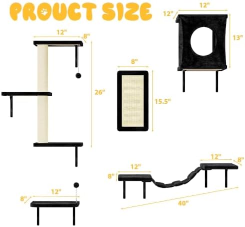 Cat Wall Shelves, 10-in-1 Wall-Mounted Cat Furniture Set - Image 5