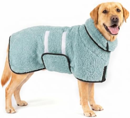 Dog Bathrobe, Super Absorbent for Small to Large Dogs, Light Green L by Bienbee