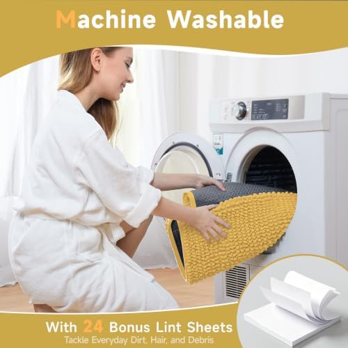 Ophanie Yellow Bathroom Rugs 34x21, Soft Chenille Bath Mat, Non Slip Absorbent - Image 6
