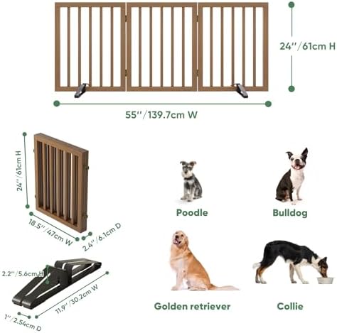 Dog Gates for Doorways, Freestanding Dog Gate Indoor, Foldable Pet Gates for - Image 2