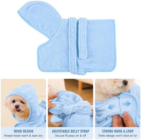 Dog Bathrobe Towel with Hood Super Absorbent Pet Bath Robe - Image 2