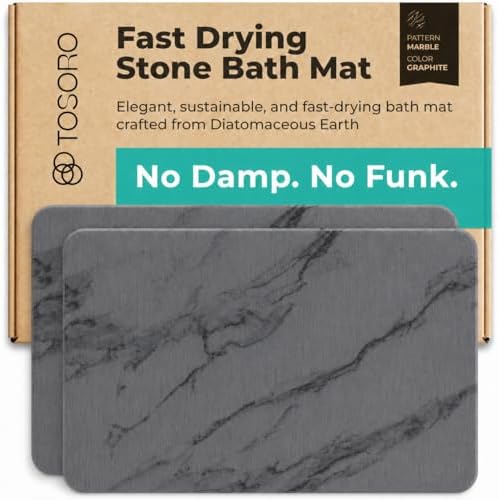 TOSORO - Stone Bath Mat Diatomaceous Earth Shower Mat Non-Slip Super Absorbent by Tosoro